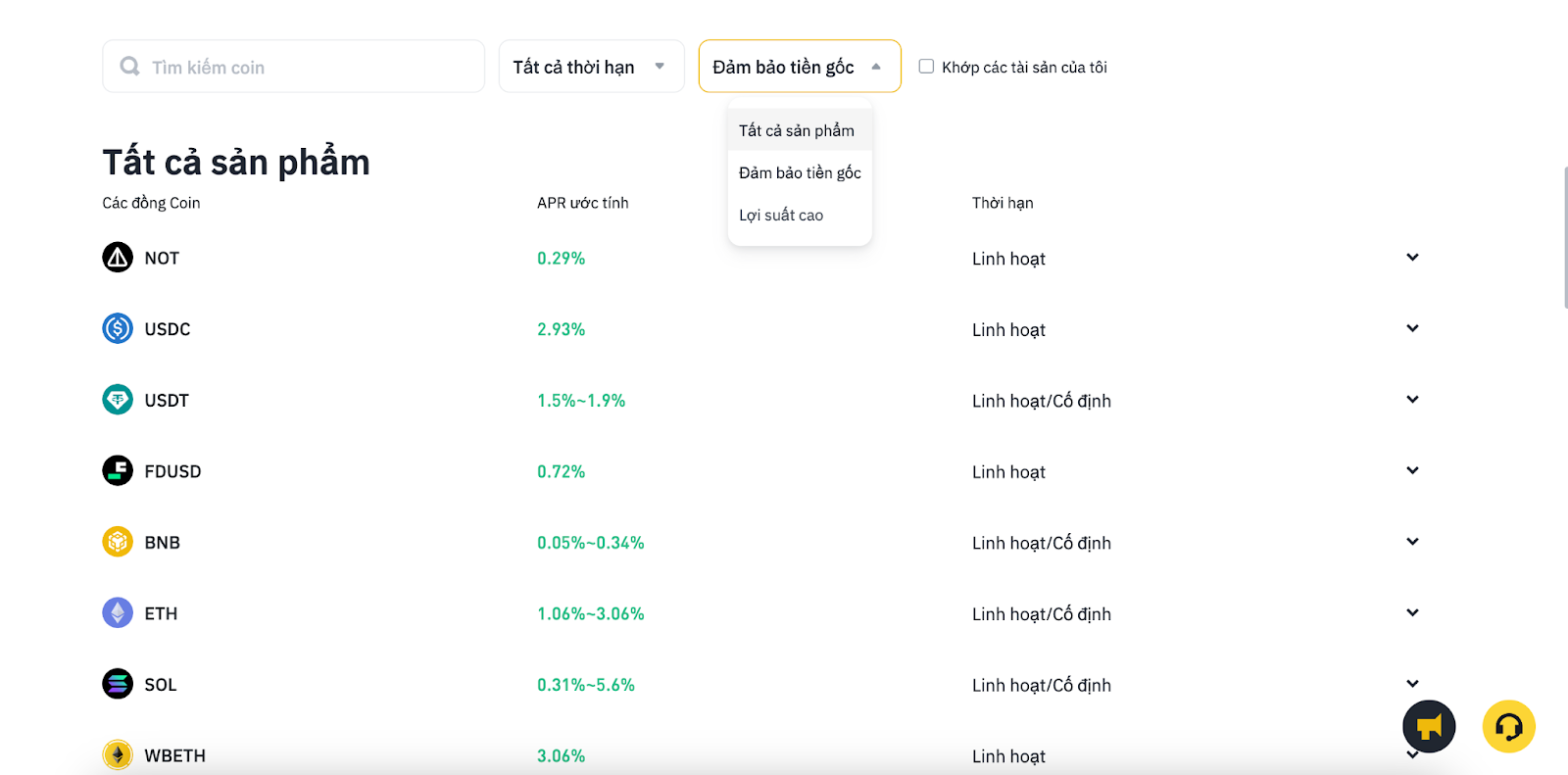 Các sản phẩm chính trên nền tảng Binance Earn là gì?