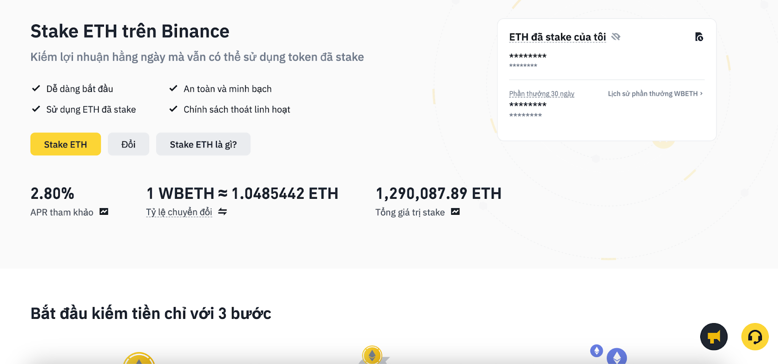Staking ETH trên Binance