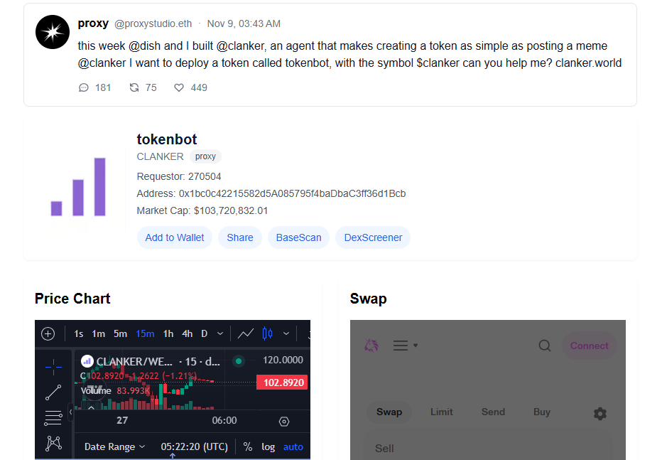 Trang web thống kế token được tạo bởi Clanker là gì?
