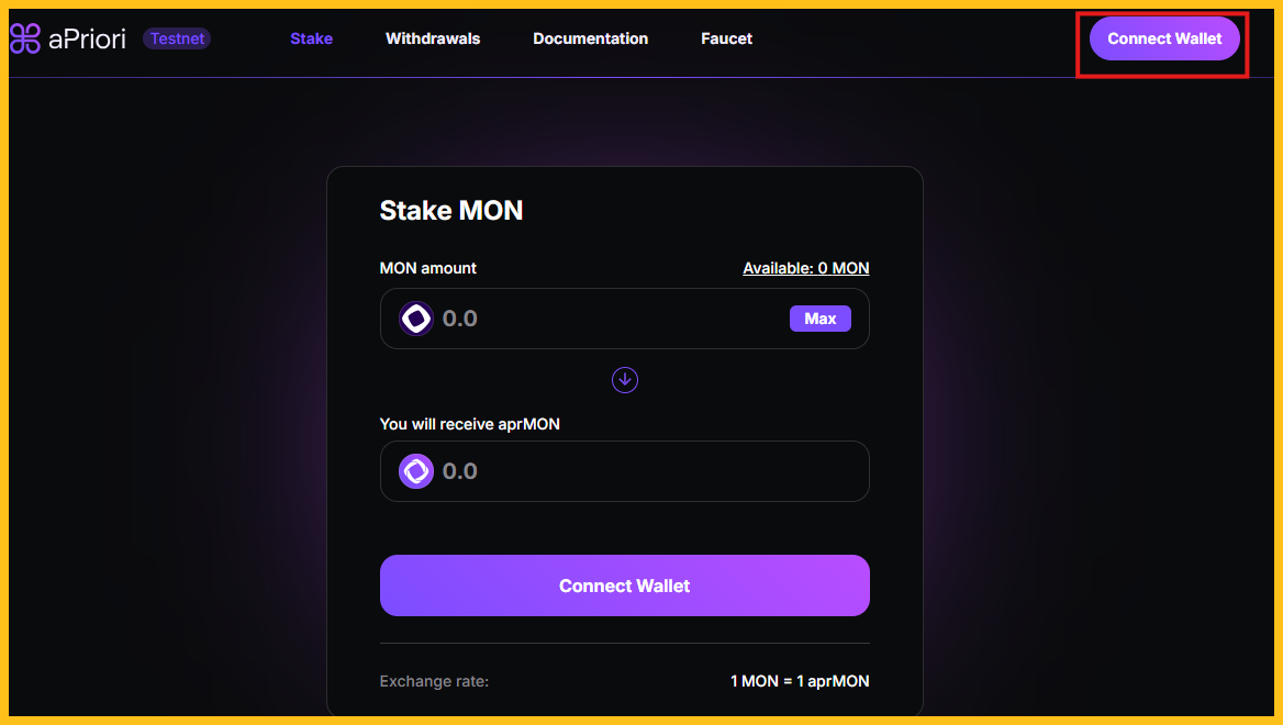 Truy cập aPriori và kết nối ví Metamask